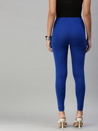 De Moza Women's Ankle Length Leggings Solid Viscose Royal Blue - De Moza