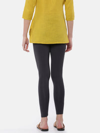 De Moza Ladies Ankle Length Leggings Solid Viscose Dark Grey - De Moza
