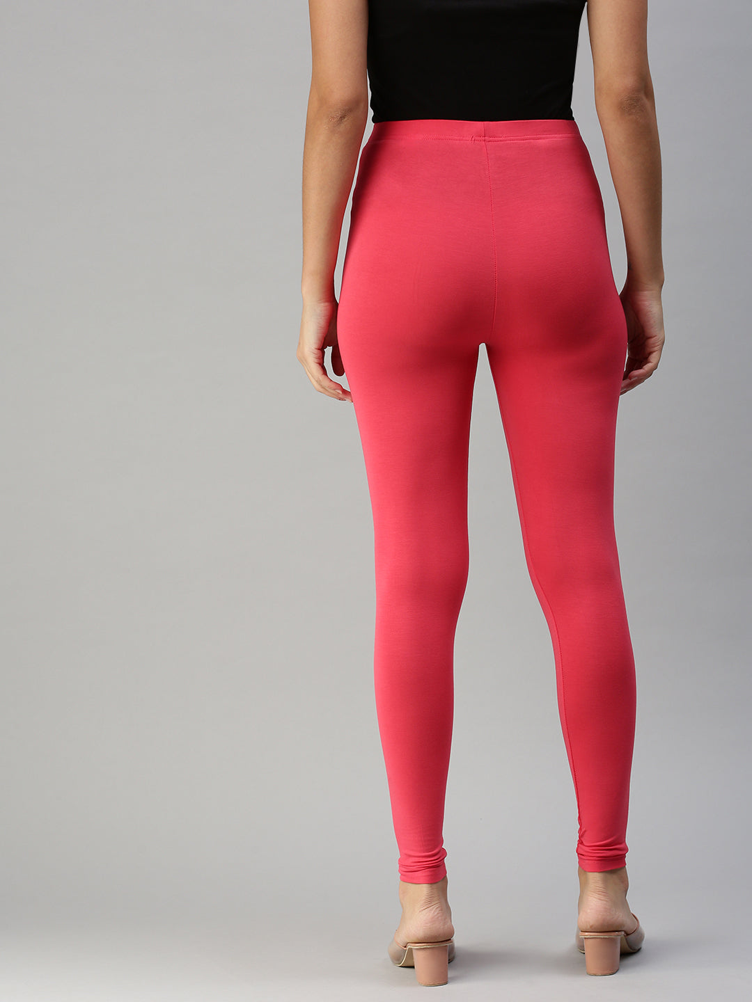 De Moza Women's Ankle Length Leggings Solid Viscose Coral - De Moza