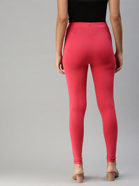 De Moza Women's Ankle Length Leggings Solid Viscose Coral - De Moza