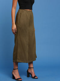 De Moza Womens Crop Palazzo Olive