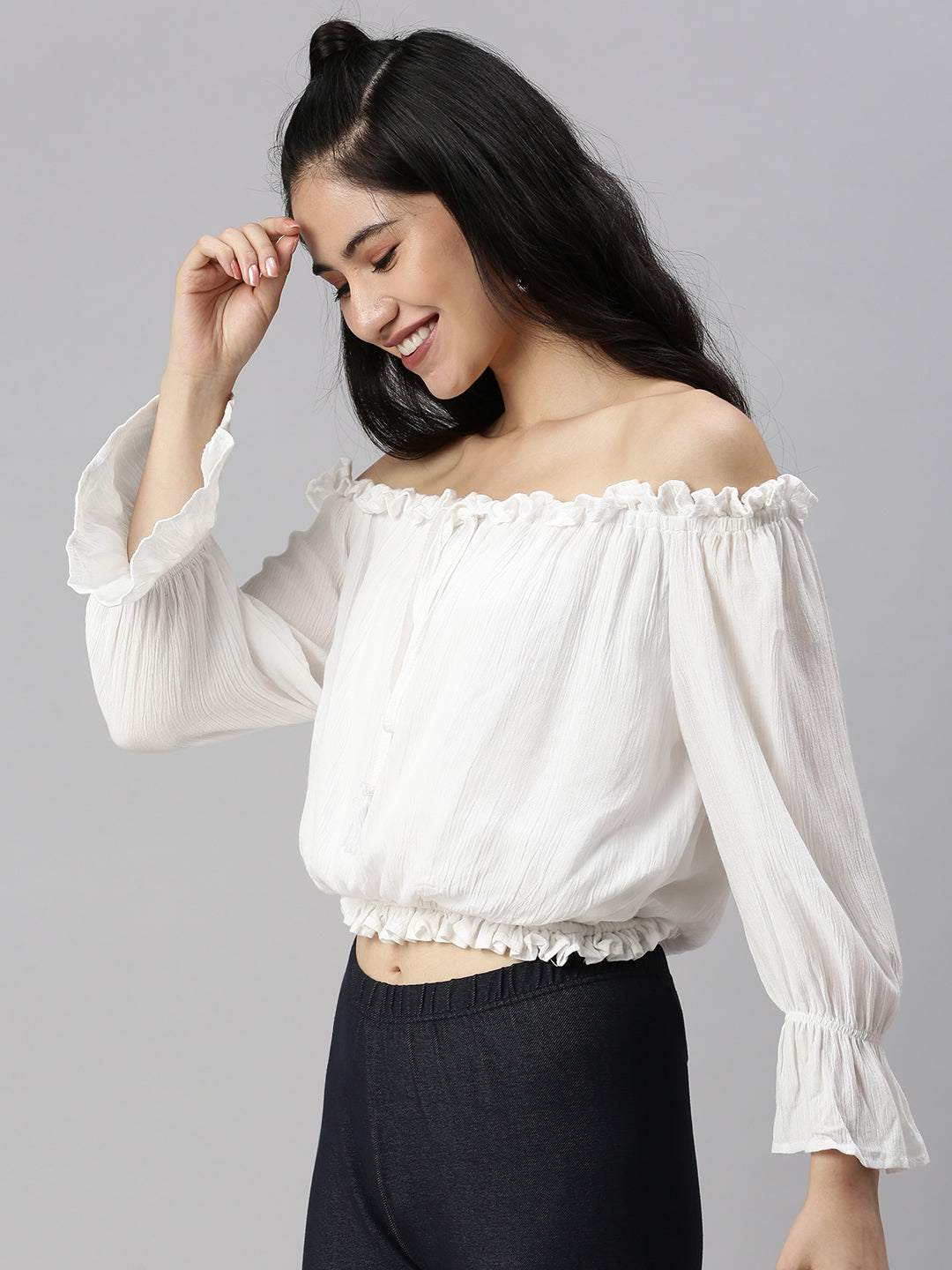 De Moza Women's Crop Top White