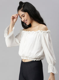 De Moza Women's Crop Top White