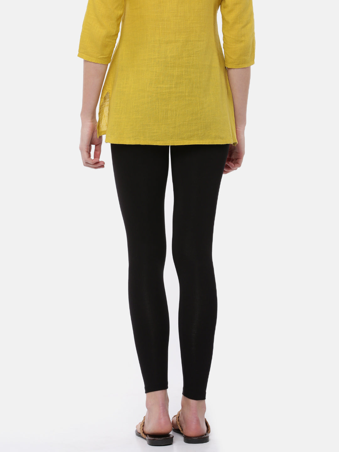 De Moza Ladies Ankle Length Leggings Solid Viscose Black - De Moza