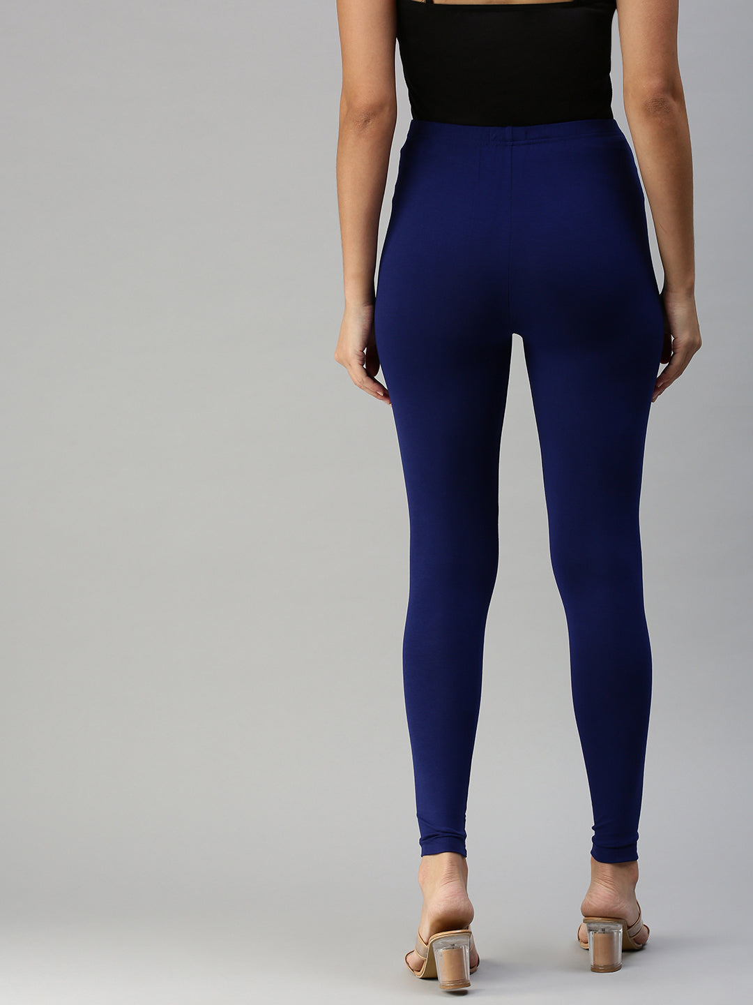 De Moza Women's Ankle Length Leggings Solid Viscose Navy Blue - De Moza