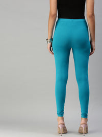 De Moza Women's Ankle Length Leggings Solid Viscose Teal - De Moza