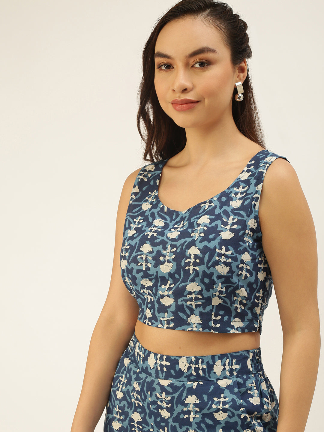 Women’s Printed Crop Top Indigo