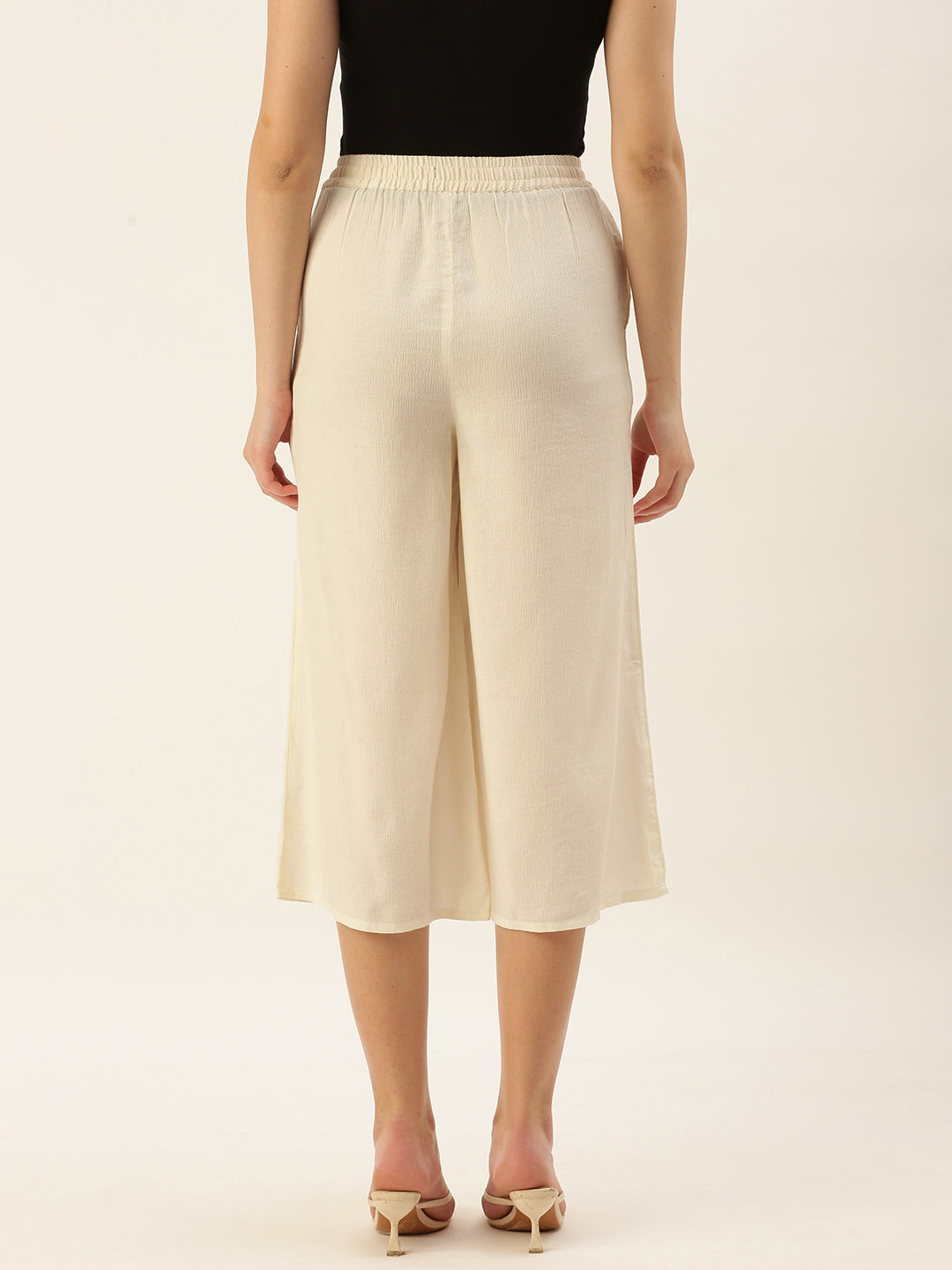 De Moza Ladies Crop Palazzo Offwhite