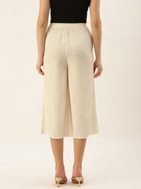 De Moza Ladies Crop Palazzo Offwhite