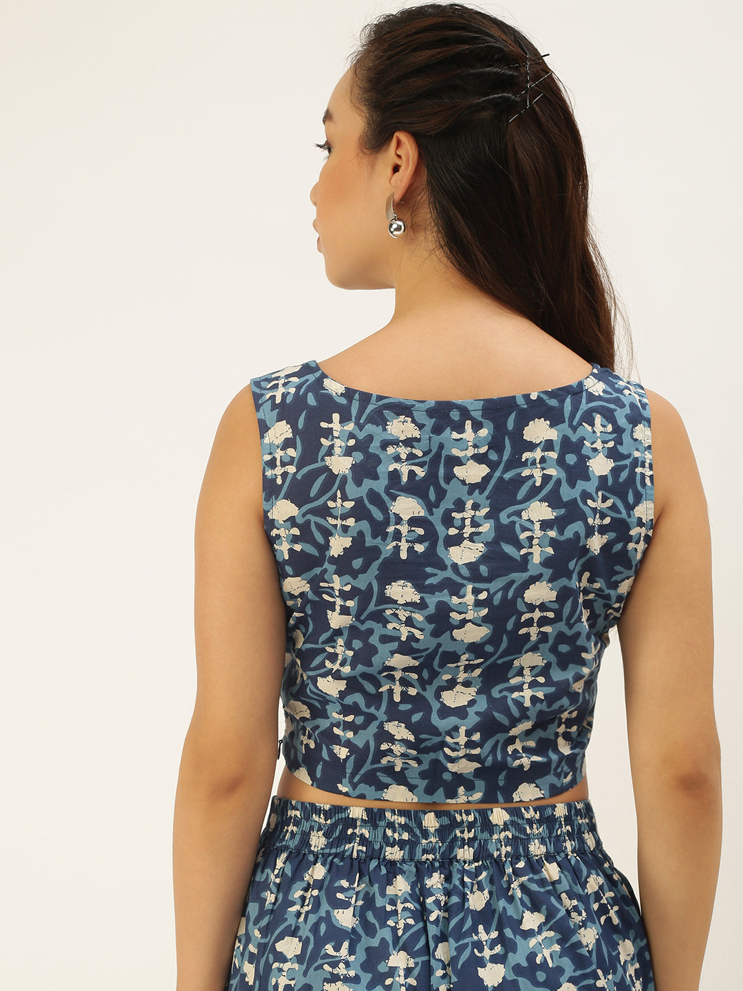 Women’s Printed Crop Top Indigo