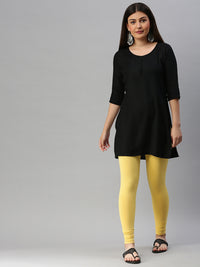 De Moza Women's Premium Ankle Length Leggings Solid Cotton Yellow - De Moza (6679540432959)