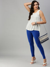 De Moza Women's Ankle Length Leggings Solid Viscose Royal Blue - De Moza