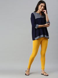 De Moza Ladies Ankle Length Leggings Solid Cotton Mustard