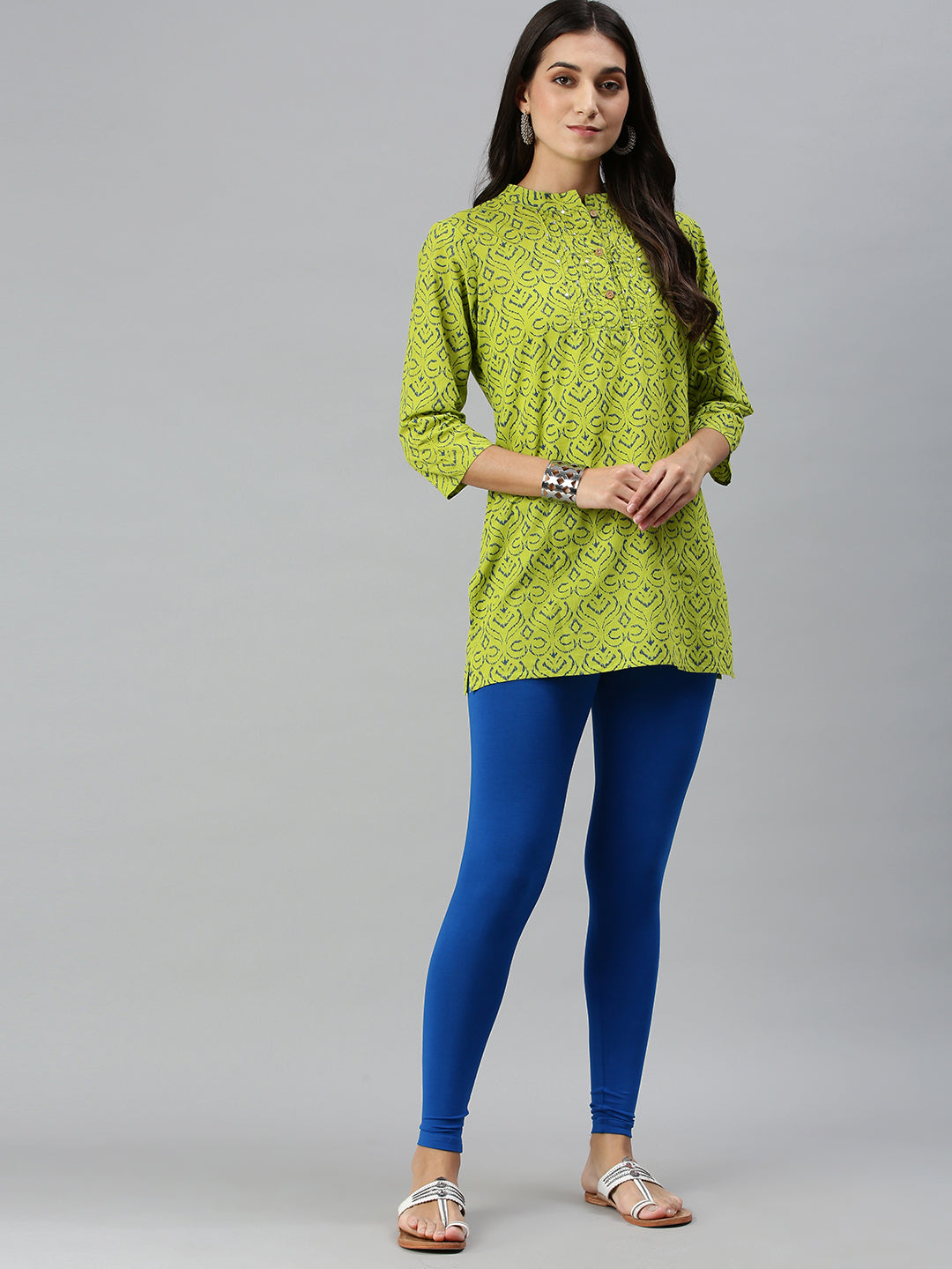 De Moza Ladies Ankle Length Leggings Solid Viscose Cobalt - De Moza