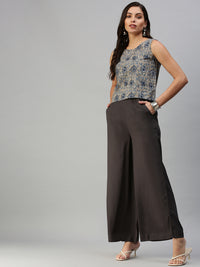 De Moza Women’s Printed Crop Top Grey