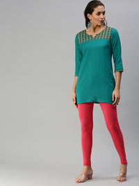 De Moza Women's Ankle Length Leggings Solid Viscose Coral - De Moza