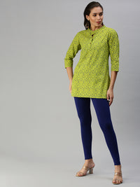 De Moza Women's Ankle Length Leggings Solid Viscose Navy Blue - De Moza