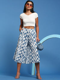 De Moza Women’s Printed Culottes Ink Blue
