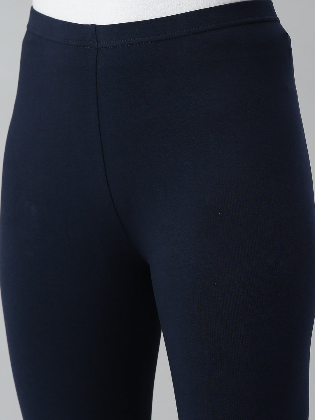 De Moza Ladies Churidar Leggings Solid Cotton Dark Navy Blue - De Moza