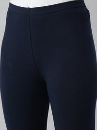 De Moza Ladies Churidar Leggings Solid Cotton Dark Navy Blue - De Moza