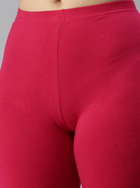 De Moza Ladies Ankle Length Leggings Solid Viscose Fuchsia - De Moza