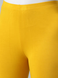 De Moza Ladies Ankle Length Leggings Solid Viscose Mustard - De Moza
