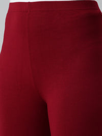 De Moza Ladies Ankle Length Leggings Solid Viscose Maroon - De Moza