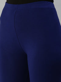 De Moza Women's Ankle Length Leggings Solid Viscose Navy Blue - De Moza