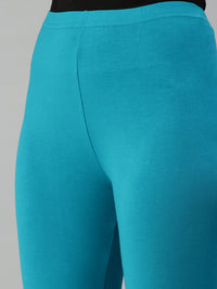 De Moza Women's Ankle Length Leggings Solid Viscose Teal - De Moza