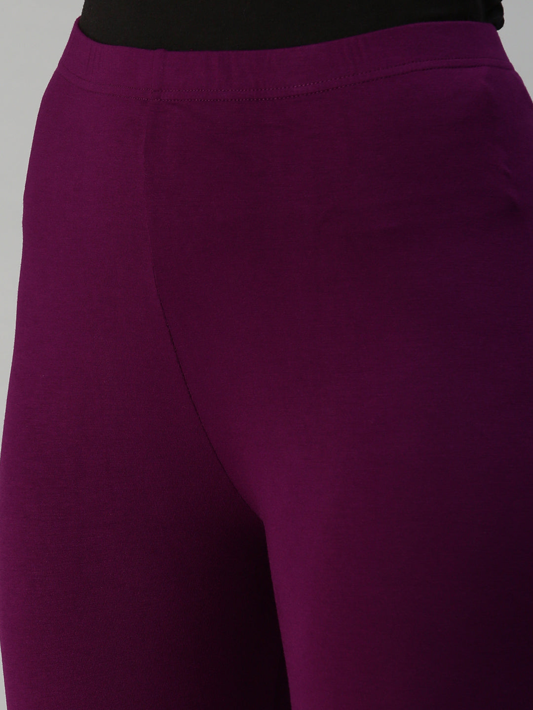 De Moza Women's Ankle Length Leggings Solid Viscose Dark Purple - De Moza