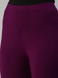 De Moza Women's Ankle Length Leggings Solid Viscose Dark Purple - De Moza