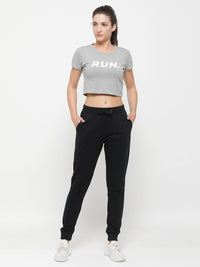 Ladies Active Crop Top Grey Melange