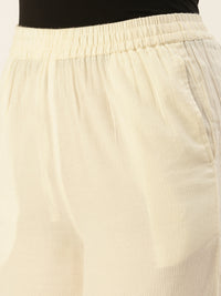 De Moza Ladies Crop Palazzo Offwhite