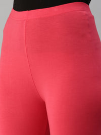 De Moza Women's Ankle Length Leggings Solid Viscose Coral - De Moza