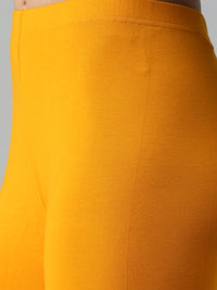 De Moza Ladies Ankle Length Leggings Solid Viscose Dark Yellow - De Moza