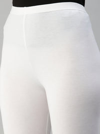 De Moza Women's Ankle Length Leggings Solid Viscose White - De Moza
