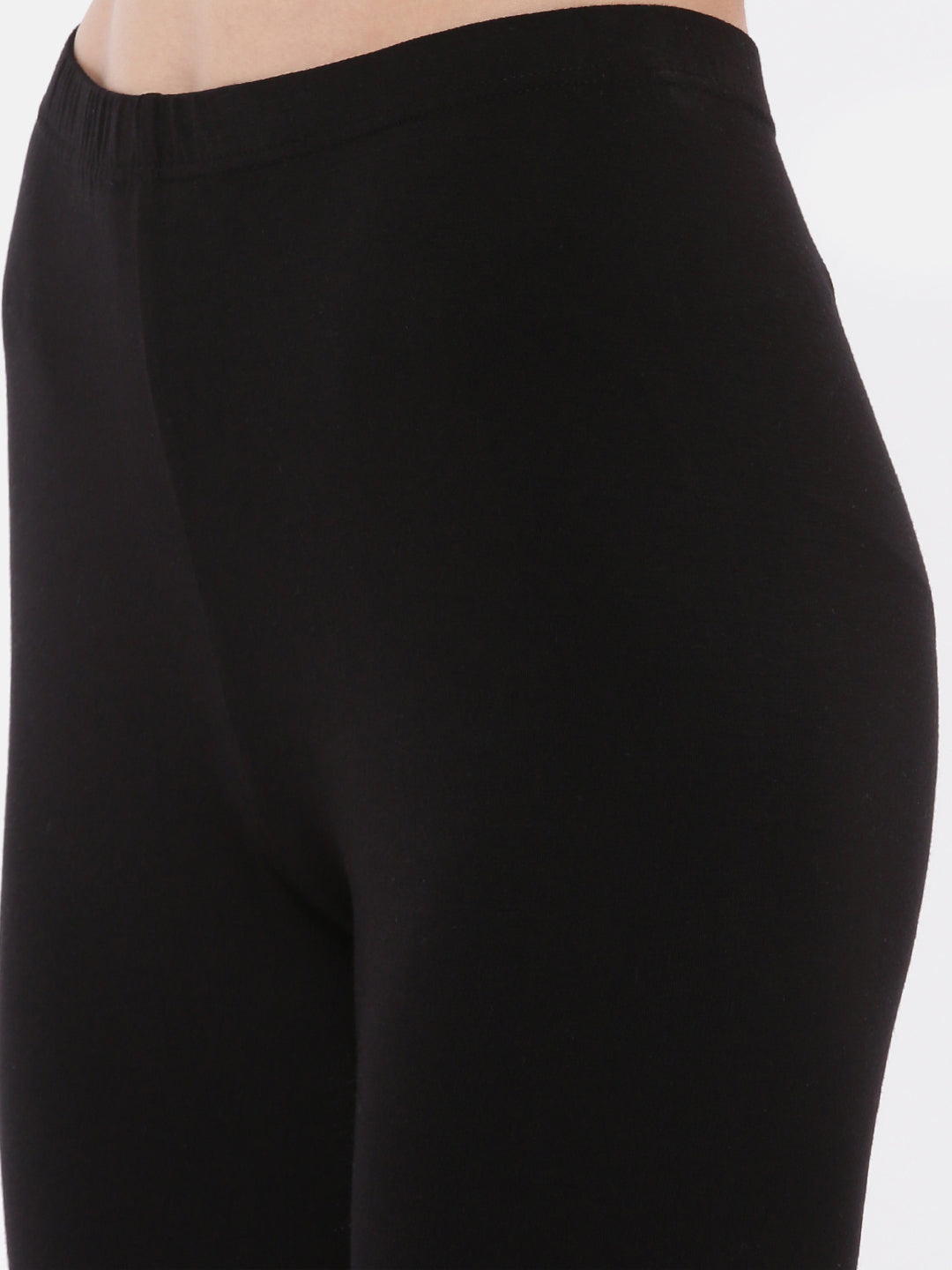 De Moza Ladies Ankle Length Leggings Solid Viscose Black - De Moza