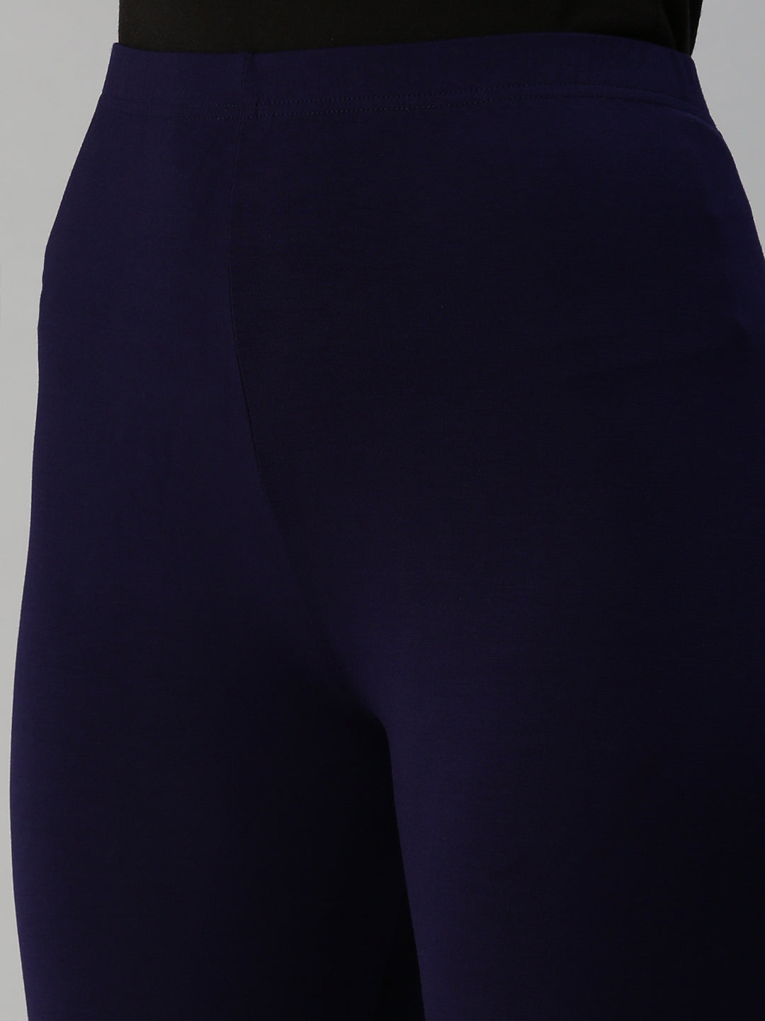 De Moza Women's Ankle Length Leggings Solid Viscose Dark Navy Blue - De Moza