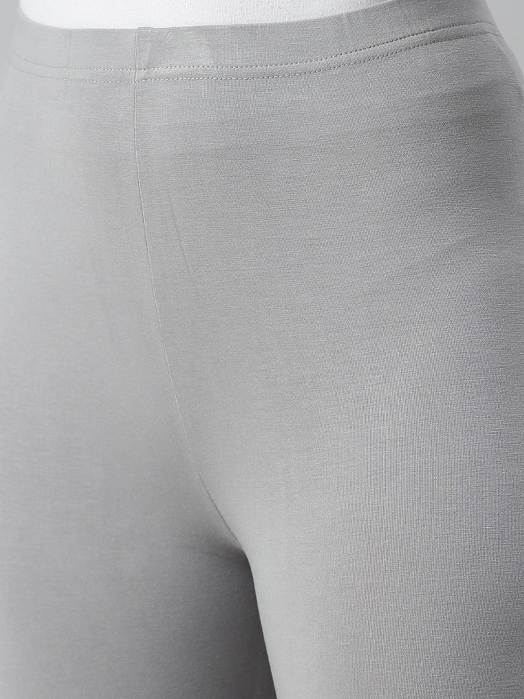 De Moza Ladies Ankle Length Leggings Solid Viscose Light Grey - De Moza
