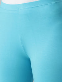 De Moza Ladies Churidar Leggings Solid Cotton Peacock Blue - De Moza