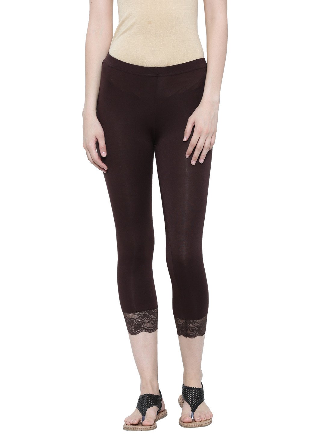De Moza Ladies 3/4th Leggings Brown - De Moza (1553584554047)