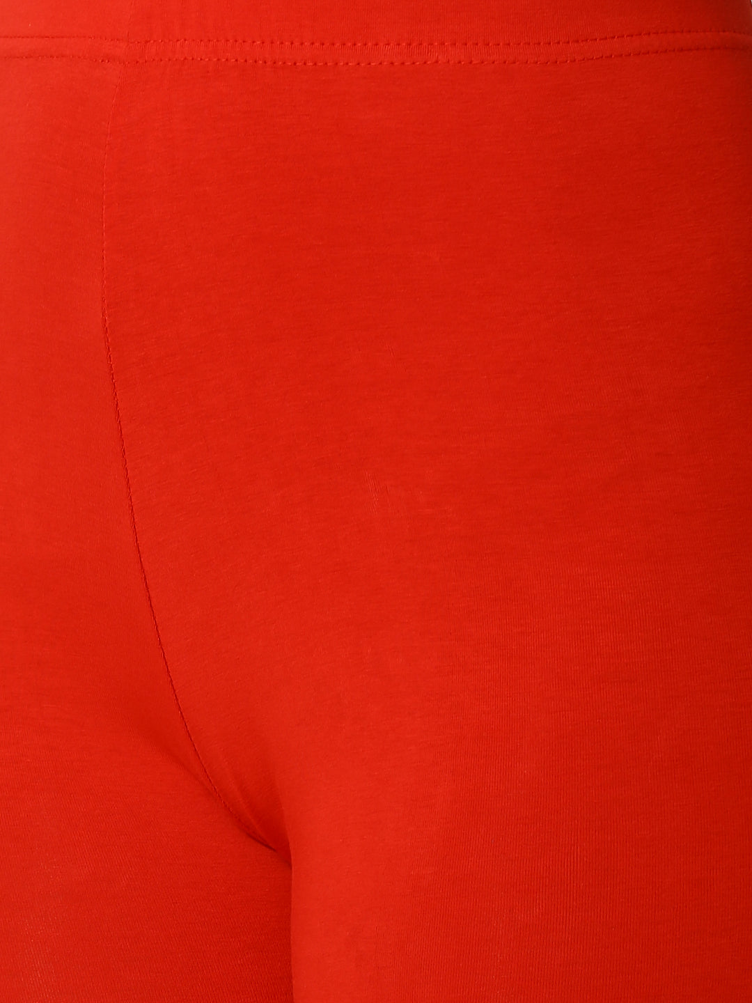 De Moza Ladies Ankle Length Leggings Solid Viscose Red - De Moza
