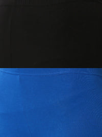 Pack of 2 De Moza Ladies Superior Ankle Leggings Solid Black&Cobalt