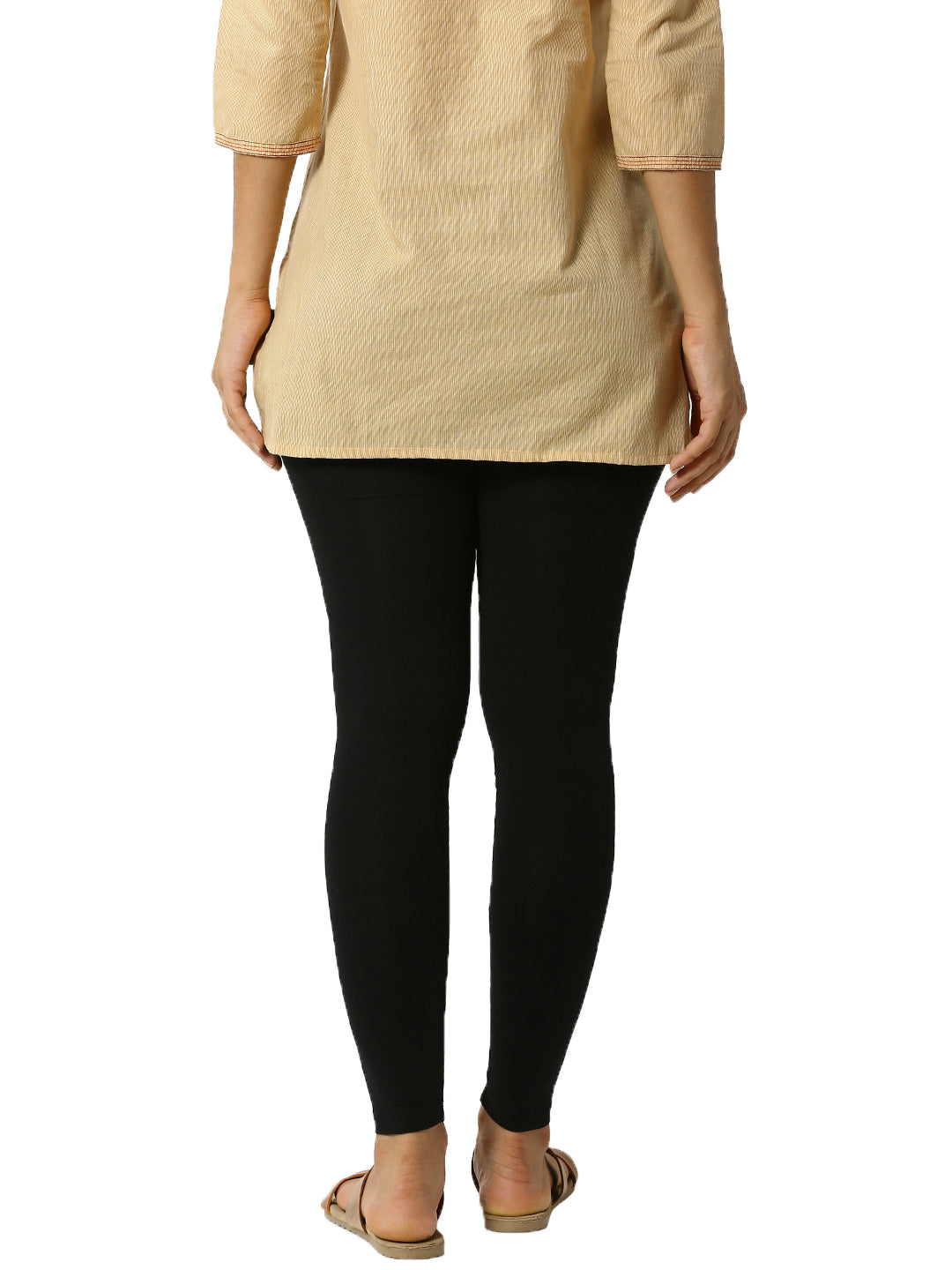 Pack of 2 De Moza Ladies Superior Ankle Leggings Black&Lemon Yellow