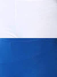 De Moza Superior Ankle Length Leggings Combo Pack of 2 White&Cobalt - De Moza