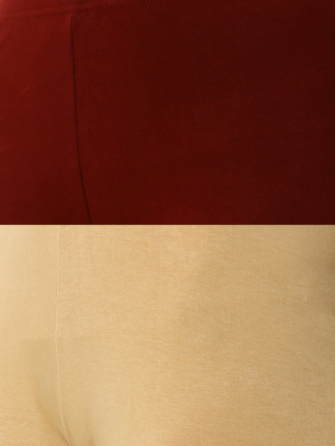 De Moza Superior Ankle Length Leggings Combo Pack of 2 Maroon&Skin - De Moza
