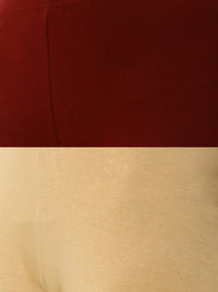 De Moza Superior Ankle Length Leggings Combo Pack of 2 Maroon&Skin - De Moza