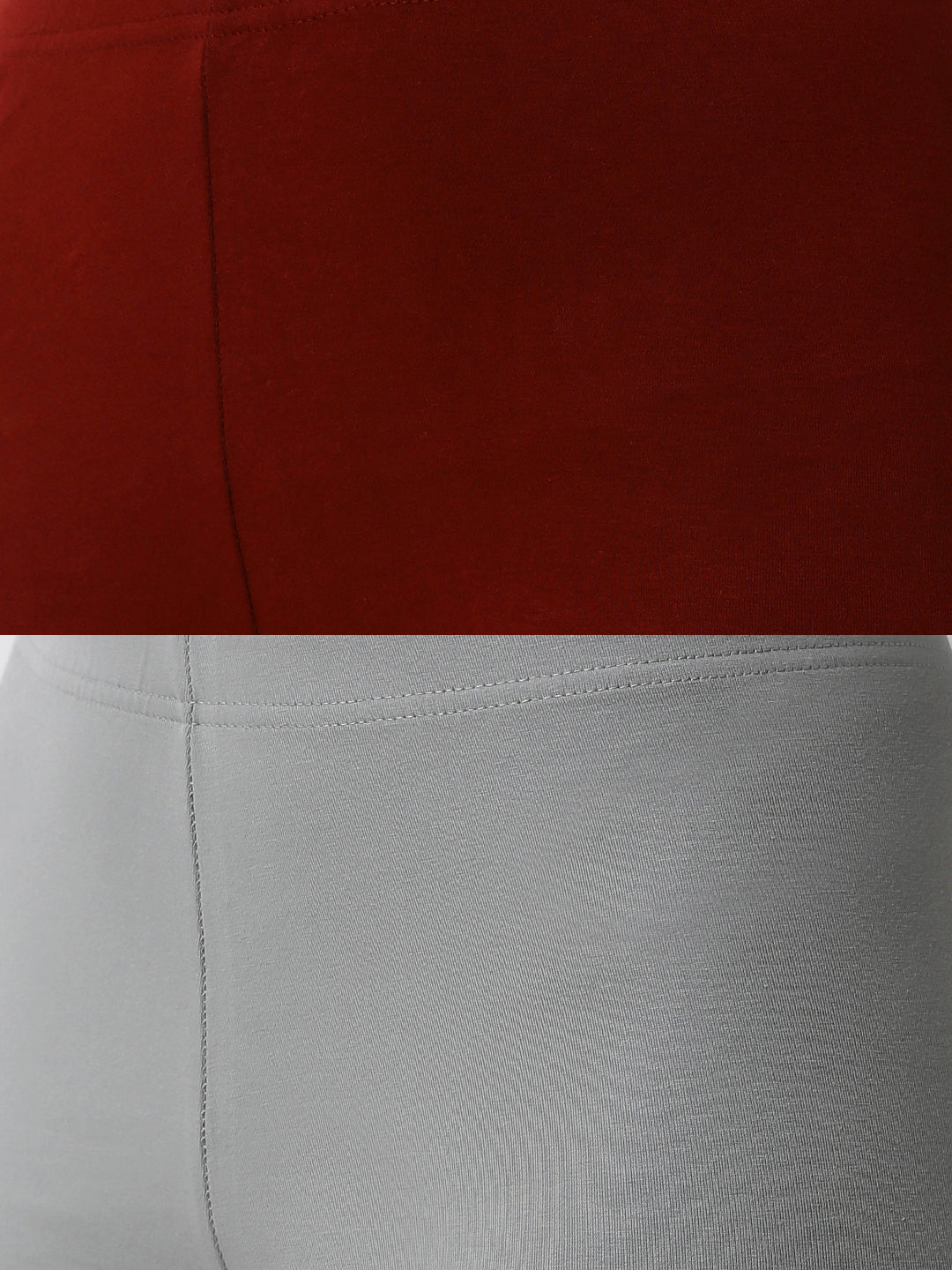 De Moza Superior Ankle Length Leggings Combo Pack of 2 Maroon&Light Grey - De Moza