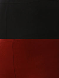 Pack of 2 De Moza Ladies Superior Ankle Leggings Black&Maroon