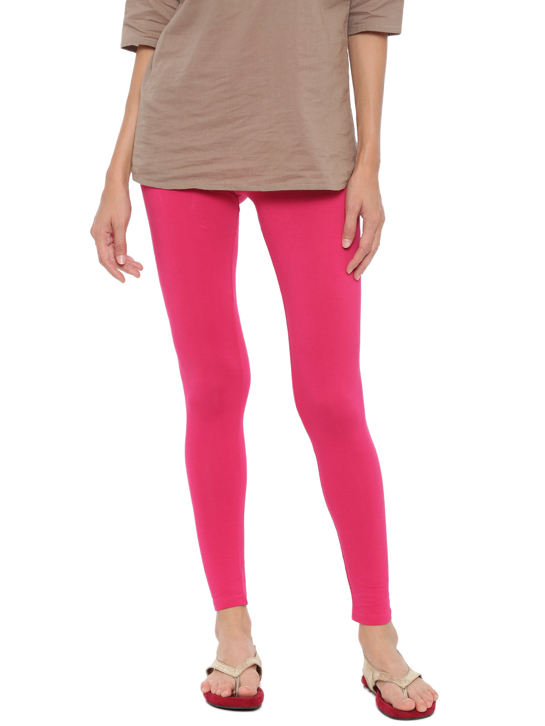 De Moza Superior Ankle Length Leggings Combo Pack of 2 Fuchsia&Skin - De Moza